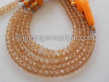 Golden Citrine Quartz Faceted Round Shape Beads